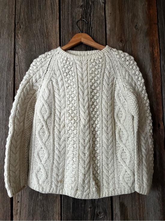 Vintage Sweaters - Vintage Wool Thick Cream Chunky Classic Cable Knit Fisherman Women's Sweater, S